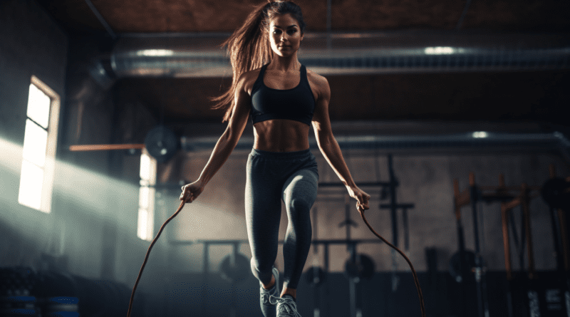 una chica saltando la comba en crossfit