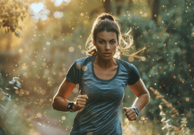 Mujer con camiseta trail running